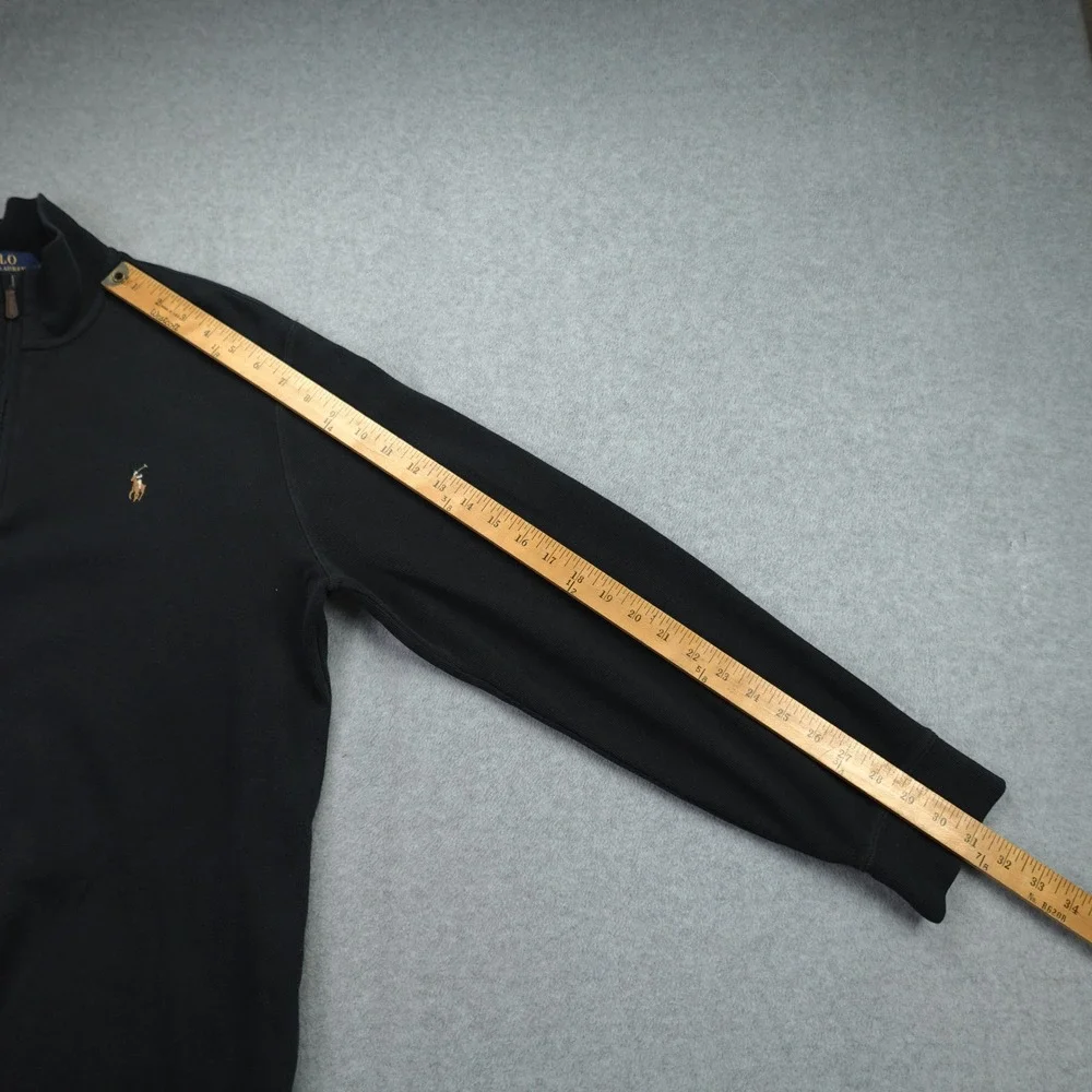 Polo Ralph Lauren Pullover Mens XL Black Estate Rib Sweater 1/4‎ Zip Cotton